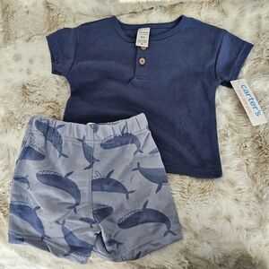 Carter's Blue Henley Shirt with Wooden‎ Buttons
